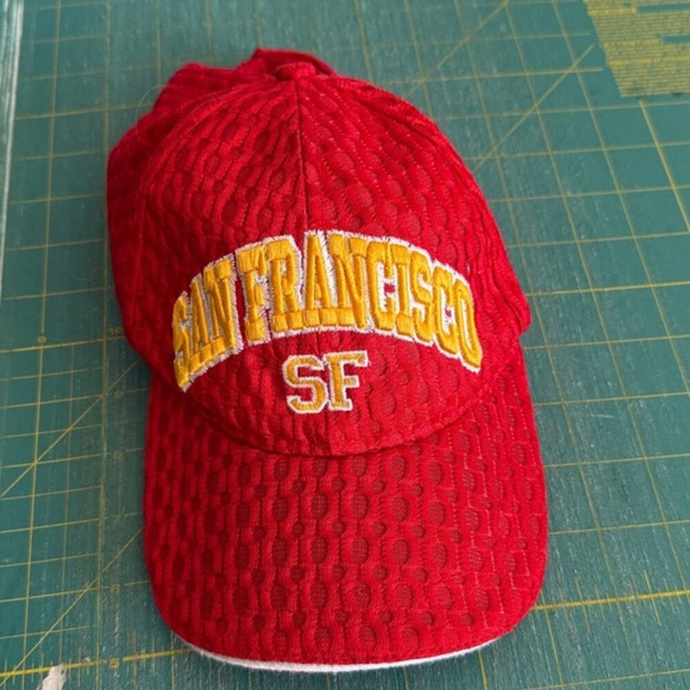 Lanza USA Red Mesh Strapback Adjustable Ball Cap San Francisco Embroidered